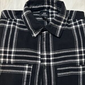 H&M Men's Black and White Checkered Shirt